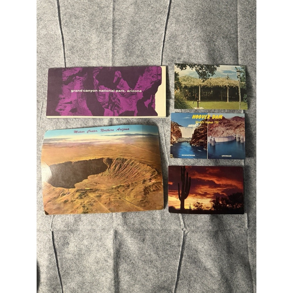 Vintage 1960s Arizona memorabilia, grand canyon guide, 4 postcards cards‎